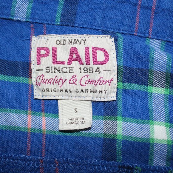 Old Navy Blue Plaid Flannel - Picture 3 of 3